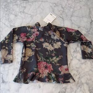 NWT Zimmermann Dark Floral Rashguard or Swim Ruffle Top 2Y
